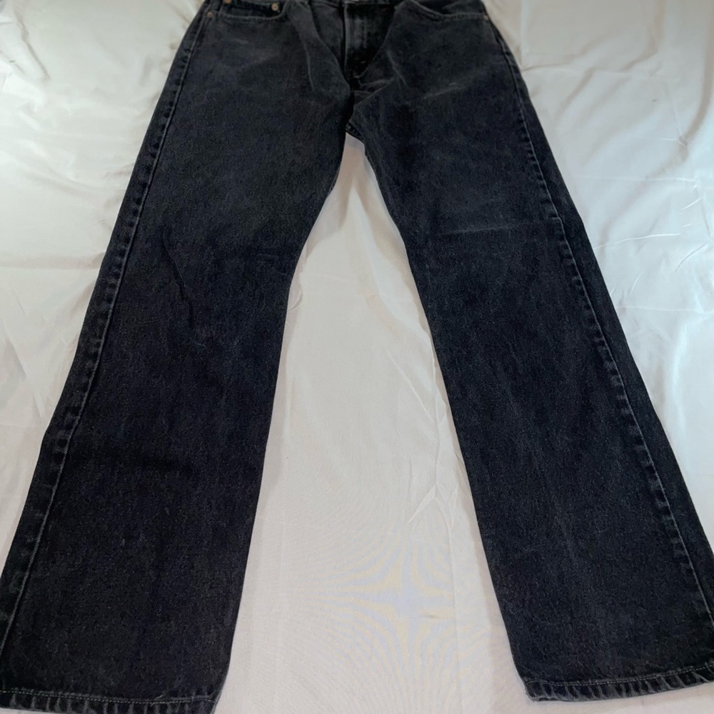 Levis 505 Regular Fit Mens Black Straight Leg Denim Jeans 34x34 Cotton